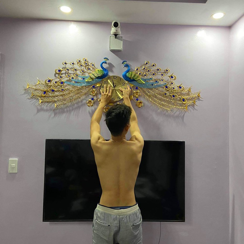 Đồng Hồ Con Công Treo Tường Chim Khổng Tước A999 kim trôi nghệ thuật hiện đại sang trọng