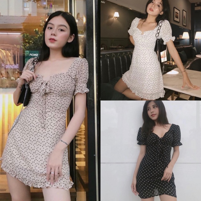 Đầm Heart Dress Hoạ Tiết Trái Tim Nhí Và Ngôi sao- đầm ôm eo chất voan lụa ở sau bo chun có lót trong(kèm ảnh trải sàn)