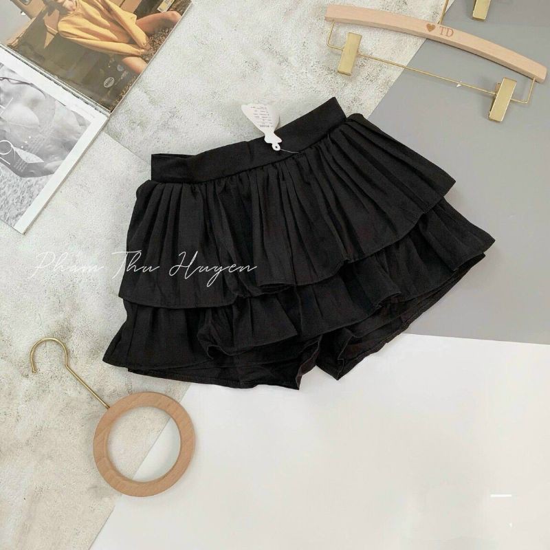 Chân váy ngắn xếp ly 2 tầng