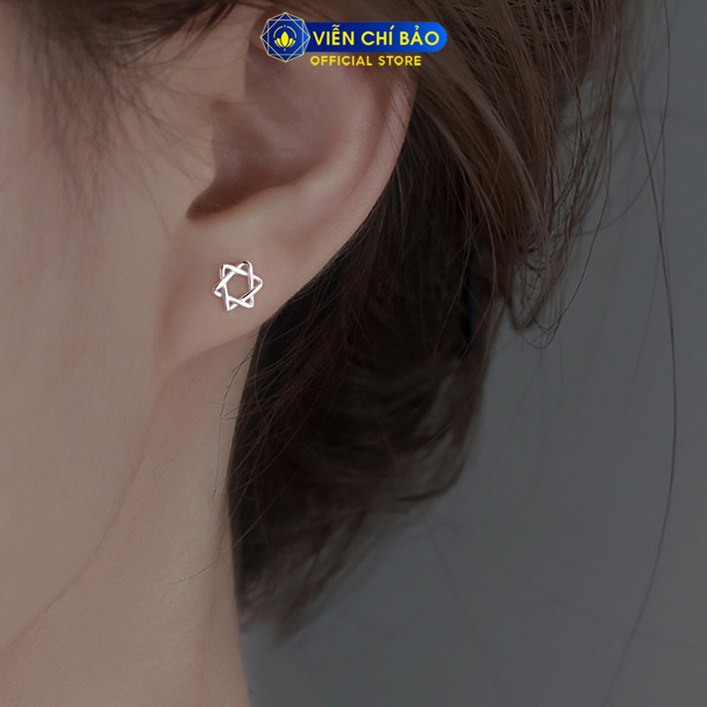 Bông tai bạc nữ Lucky Star chất liệu bạc 925 thời trang phụ kiện trang sức nữ thương hiệu Viễn Chí Bảo E091