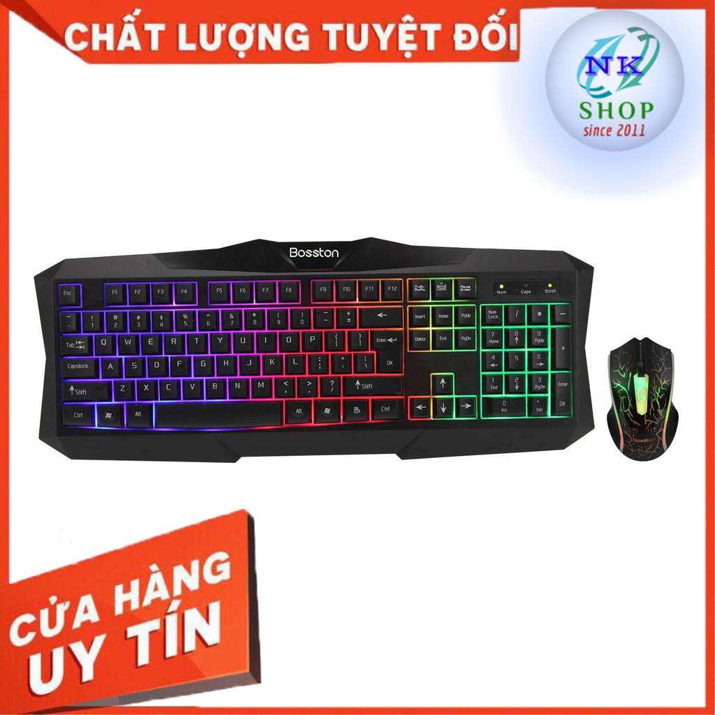 COMBO BÀN PHÍM VÀ CHUỘT Bosston 837 LED 7 màu chuyên game
