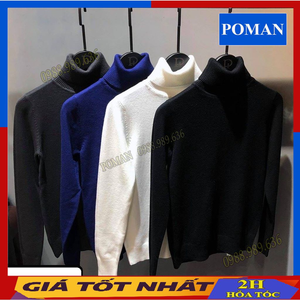Áo Len Nam cổ lọ dài tay Hàn Quốc, Áo len nam cao cổ thời trang cao cấp chất co dãn dày dặn AL01 - POMAN