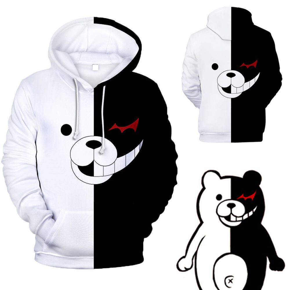 Áo Hoodie Trắng Đen Họa Tiết Hoạt Hình Anime Cho Nam Và Nữ