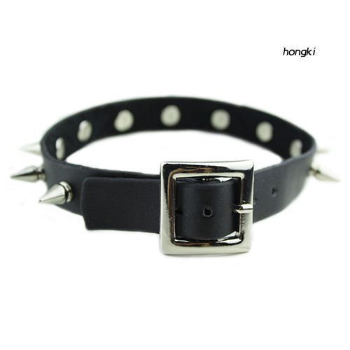 Vòng Cổ Choker Da Nhân Tạo Phối Đinh Tán Phong Cách Gothic Cho Nam Và Nữ