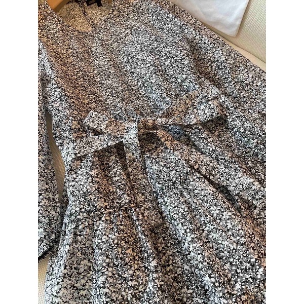 Đầm dáng xoè tay dài hoa nhí thương hiệu Maje cao cấp