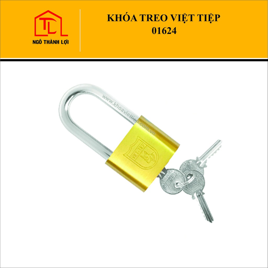 Khóa treo Việt Tiệp bấm càng dài đồng vàng 01524 - 5P / 01624 - 6P có bán tại Ngô Thành Lợi