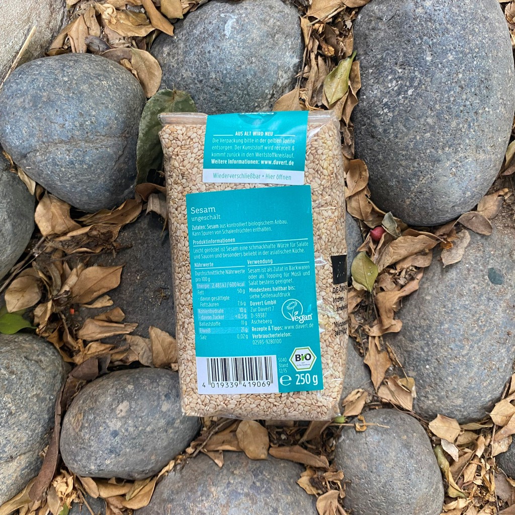 Hạt mè nguyên vỏ hữu cơ davert 250g và 500g