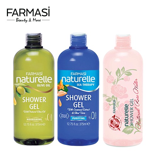 [Combo3OSH] Bộ 3 Gel Tắm Chiết Xuất Olive & Khoáng Biển & Hoa Hồng Farmasi 375ml/chai