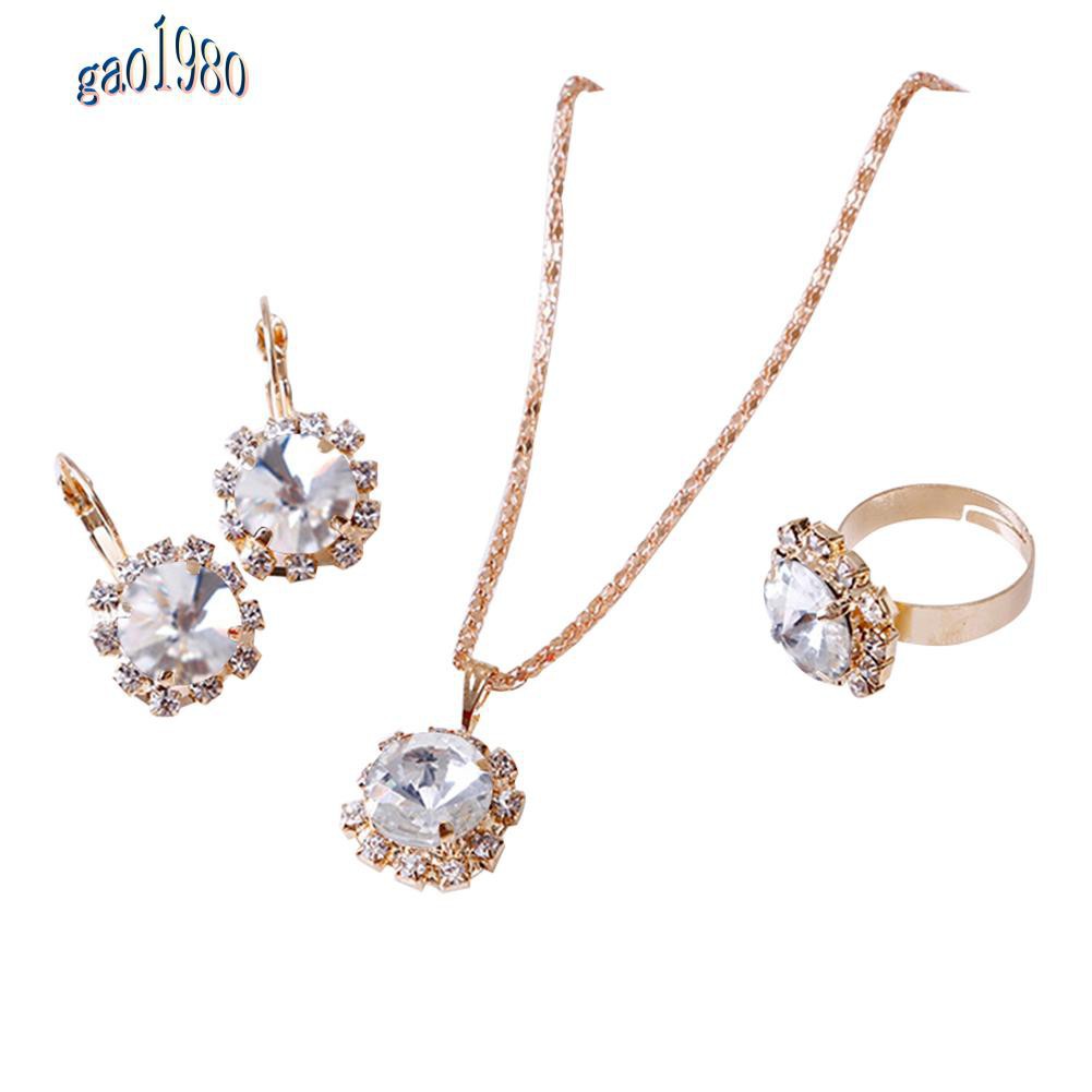 Set Vòng cổ Và Đôi Khuyên Tai Đính Đá Pha Lê Thời Trang Dành Cho Nữ