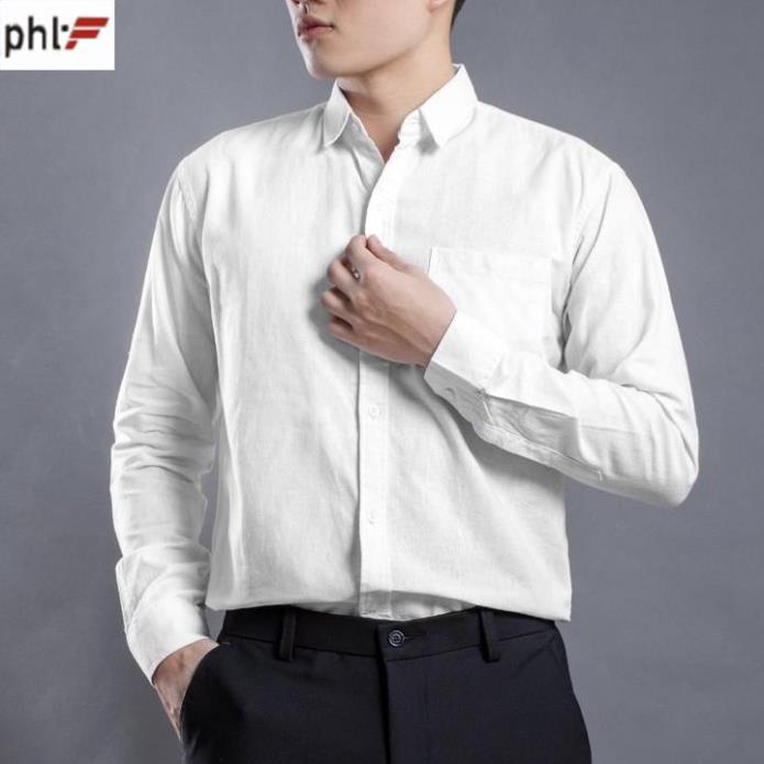 Áo sơ mi nam dài tay linen phlfashion - 8025, Chất vải Linen mỏng, thấm hút mồ hôi tốt