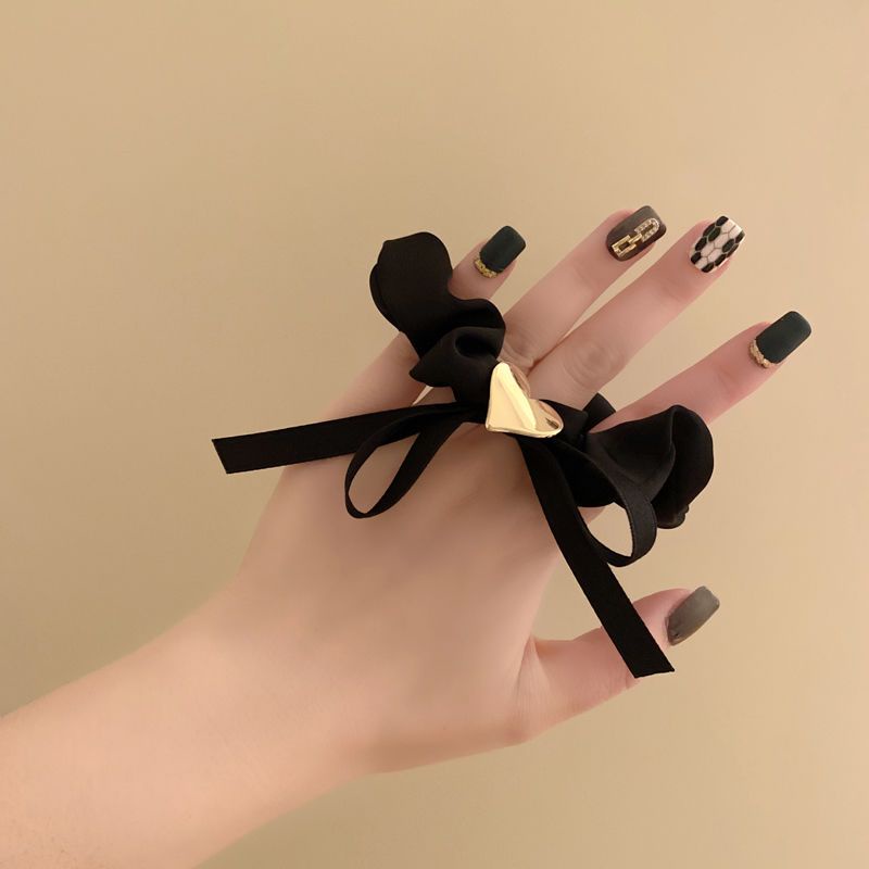 Dây Buộc Tóc Cao Su Thắt Nơ Ruy Băng Hình Trái Tim Kim Loại Cao Cấp Phong Cách Mới 2022 Dành Cho Bạn Nữ