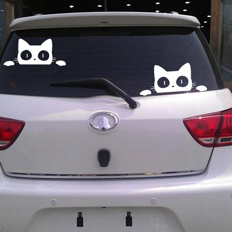 Giấy Dán Hình Chú Mèo Vui Nhộn Cho Xe Hơi / Laptop