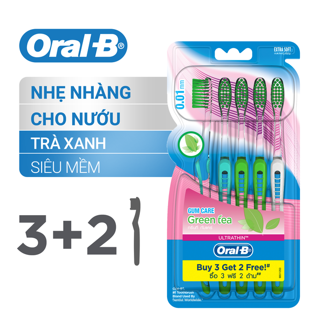 Bàn chải Oral-B tinh chất Trà Xanh/ Trà Đen vỉ 5 cây | BigBuy360 - bigbuy360.vn