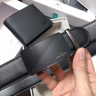 Set Lacoste ví + nịt chéo nửa nhám - S146