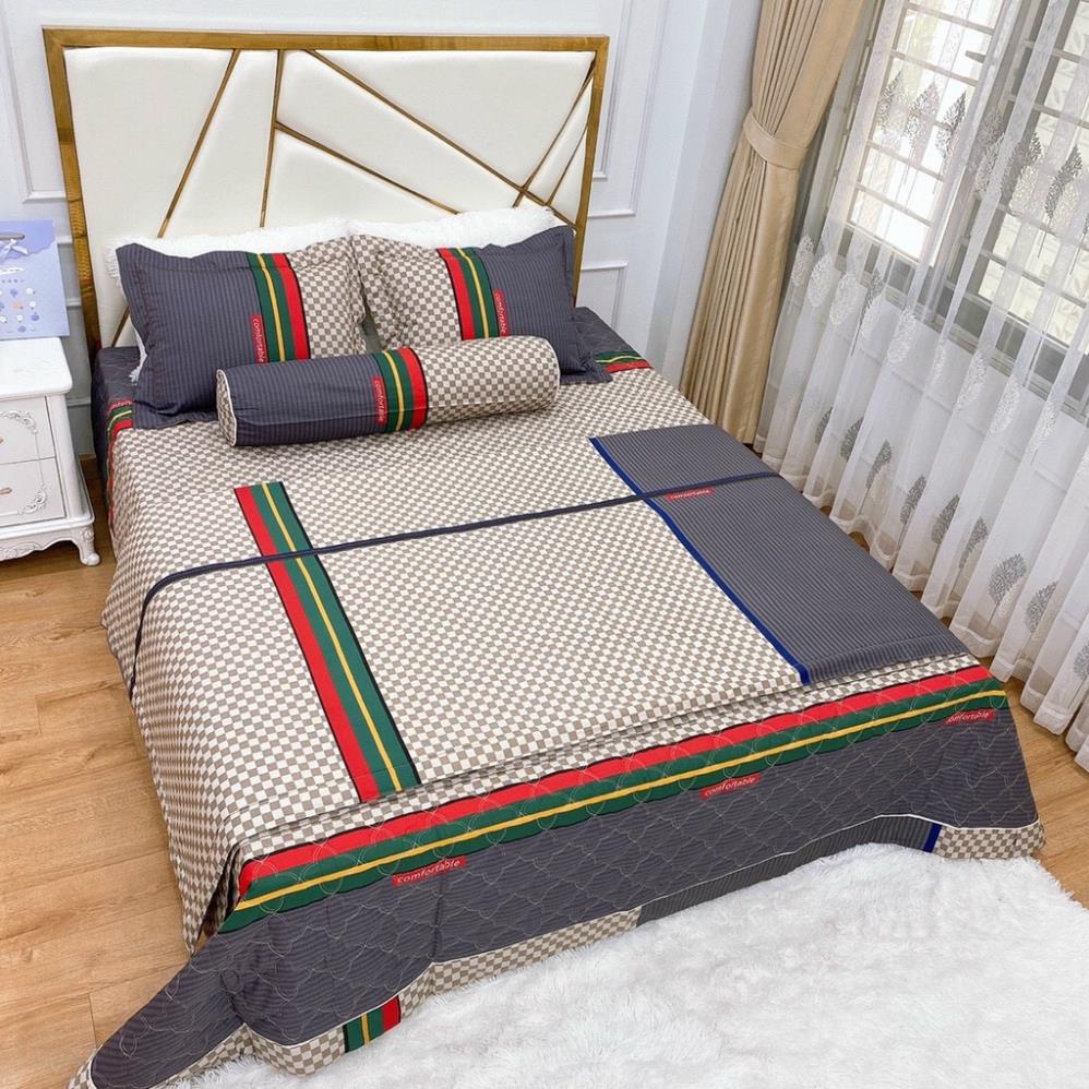 [KHAI TRƯƠNG SHOP] Bộ Chăn Ga Gối Phủ Trần Bông Cotton Living Mẫu Hot Nhất 2021