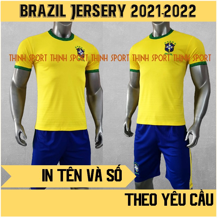 ÁO BÓNG ĐÁ BRAZIL, ÁO ĐÁ BANH BRAZIL, IN TÊN SỐ THEO YÊU CẦU