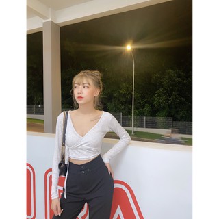 Áo chéo ngực thắt eo