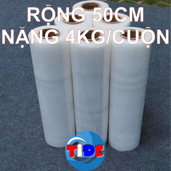 [4kg x 50cm] Màng chít PE dùng bọc hàng hoá và cuốn pallet – Rộng 50Cm x 4Kg/cuộn