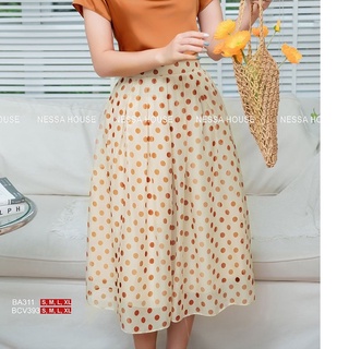 Chân Váy Tơ Chấm Bi BCV393
