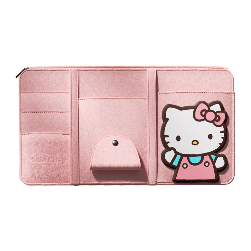 Hộp Đựng Thẻ Kẹp Tấm Che Nắng Xe Hơi Nhiều Ngăn Họa Tiết Hello Kitty