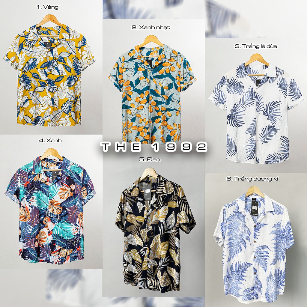 Áo đũi sơ mi Áo nhóm đi biển LINEN Áo có cổ họa tiết hoa lá THE 1992 | BigBuy360 - bigbuy360.vn