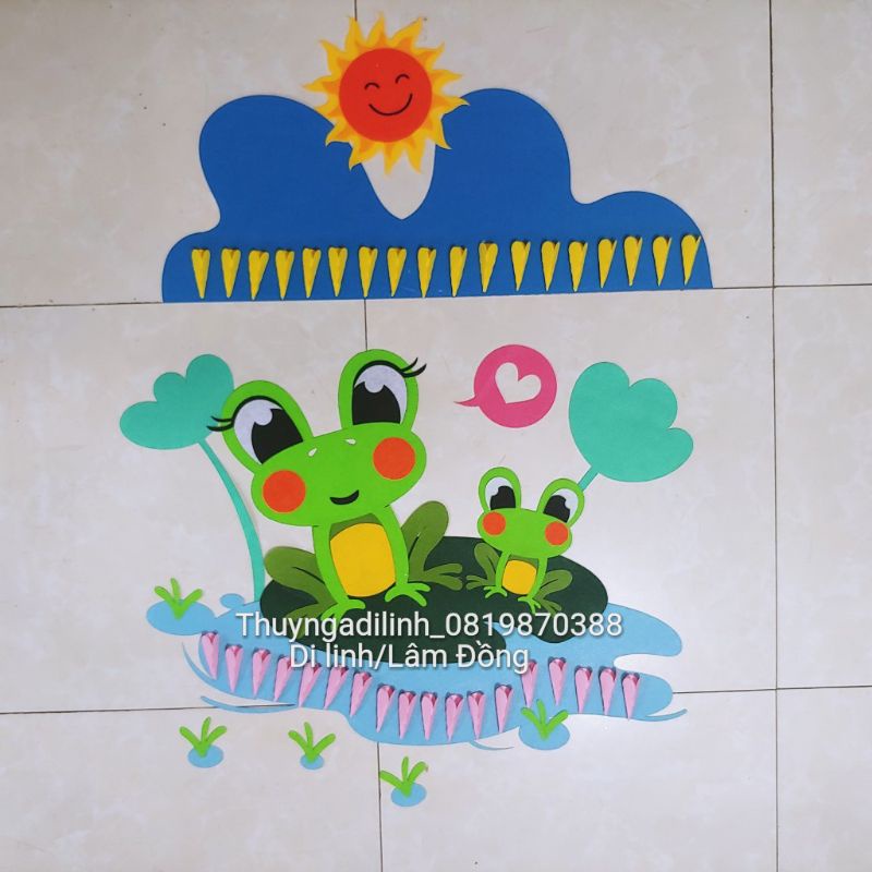 Bảng bé ngoan nêu gương cắm cờ mầm non ( bộ mẹ con nhà ếch)