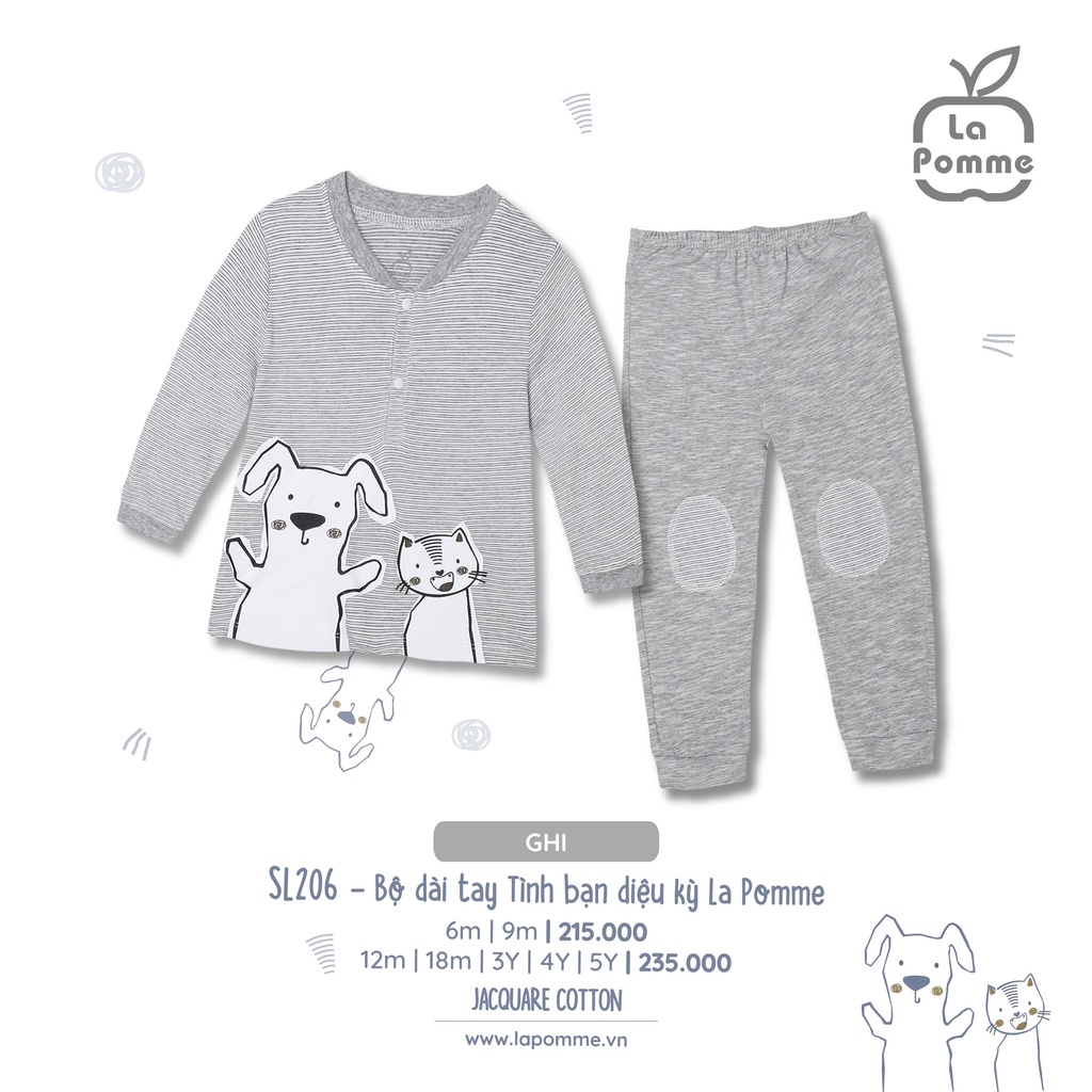 SL206 Bộ quần áo dài tay La Pomme chất liệu vải cotton mềm mịn ấm áp mặc trời hơi se lạnh