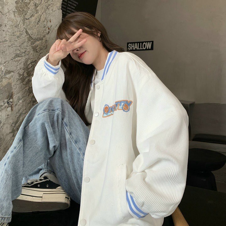 Áo Khoác Nhung Tăm Form COW Ulzzang In Chữ Thời Trang, Tay Phồng, Áo Khoác Bomber Nữ Nam Nữ From Rộng Bao Xinh