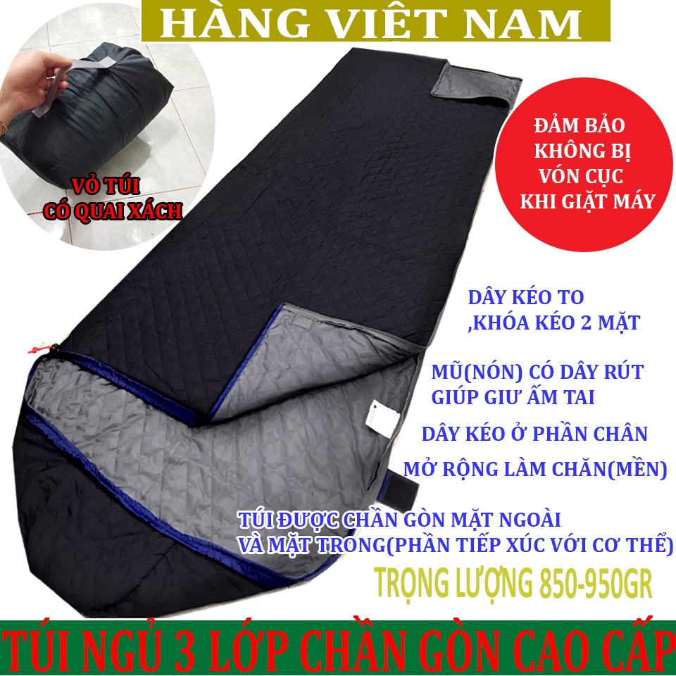 Túi ngủ văn phòng,du lịch chần gòn 3 lớp cao cấp