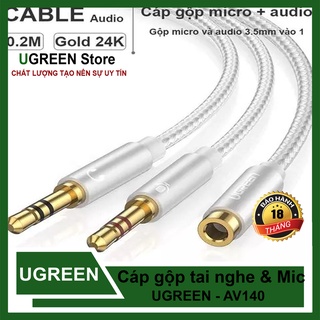 Cáp gộp tai nghe & mic 3.5mm thành 1 cổng audio 3.5mm ugreen av140 cao cấp