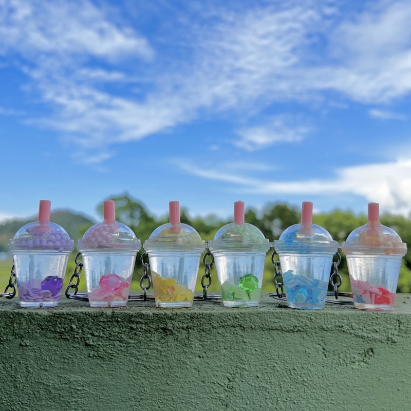 MÓC KHOÁ NƯỚC TRÀ SỮA TRÂN CHÂU NHIỀU MÀU