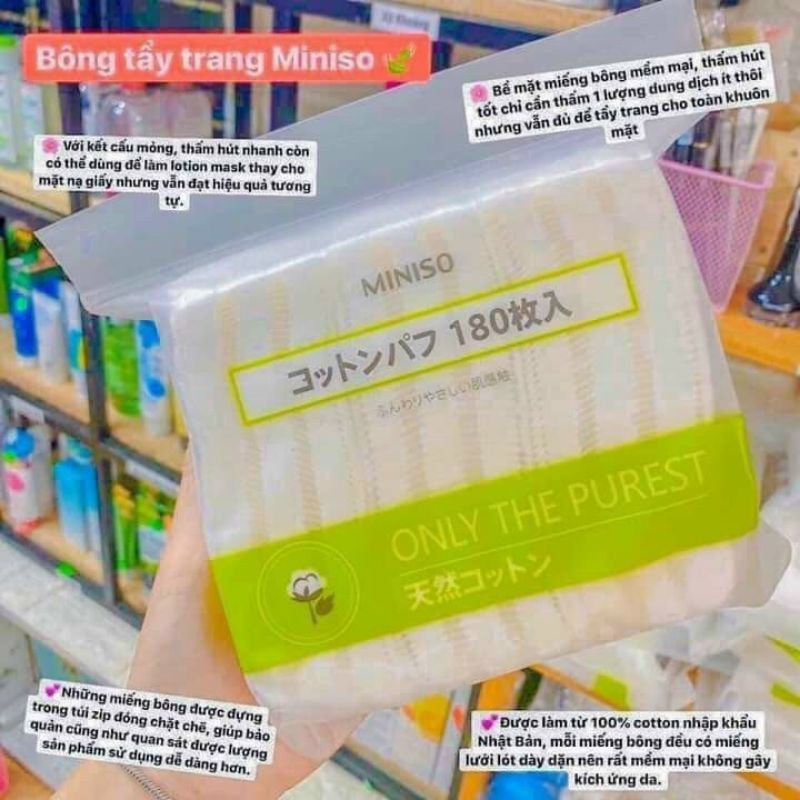 Bông Tẩy Trang MINISO 180 Miếng Chính Hãng