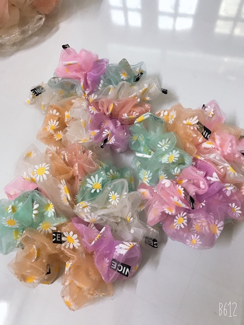 Combo 10 dây buộc tóc hoa cúc scrunchies