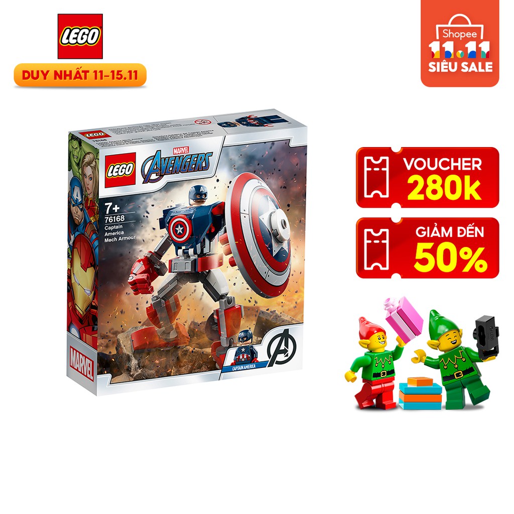 LEGO SUPERHEROES 76168 Chiến Giáp Captain America ( 121 Chi tiết)