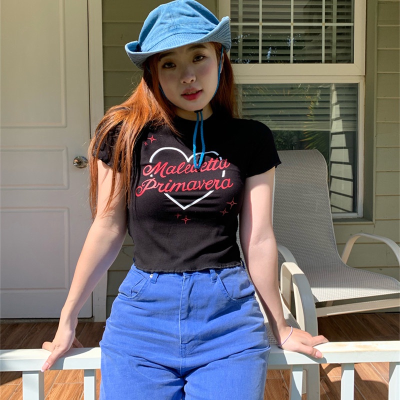 Áo Thun Nữ Tay Ngắn In Chữ Ôm Dáng Thời Trang