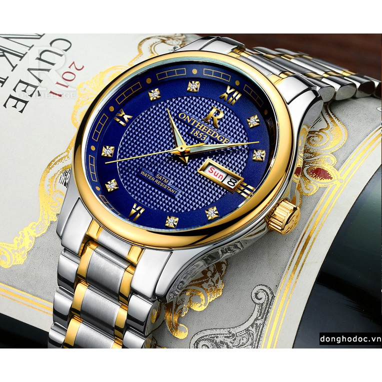 Đồng hồ nam ONTHEEDGE 025 dây thép cao cấp không gỉ (xanh) | BigBuy360 - bigbuy360.vn