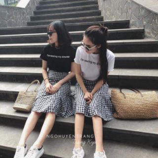 Set ÁO THUN X CHÂN VÁY CARO
