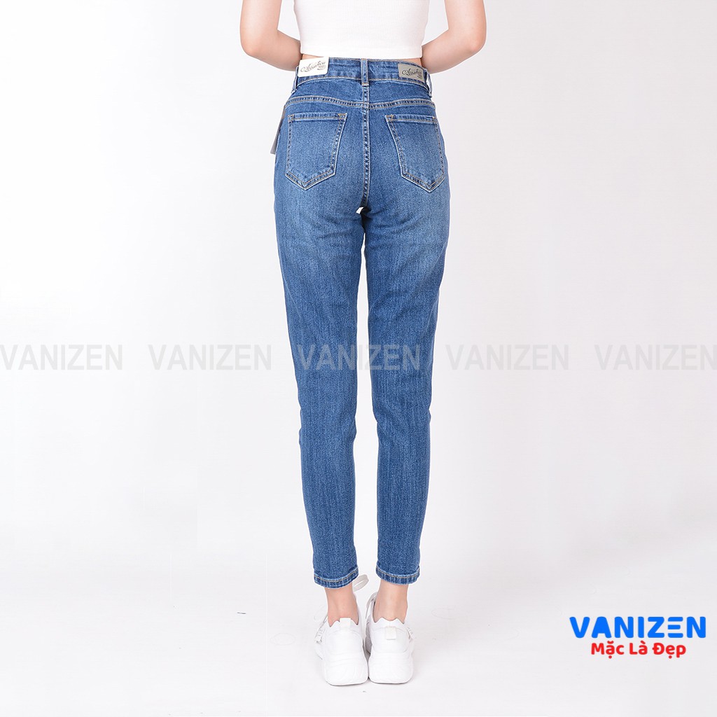 Quần jean nữ ống rộng baggy đẹp lưng cao cạp bán chun trơn hàng hiệu cao cấp mã 420 VANIZEN