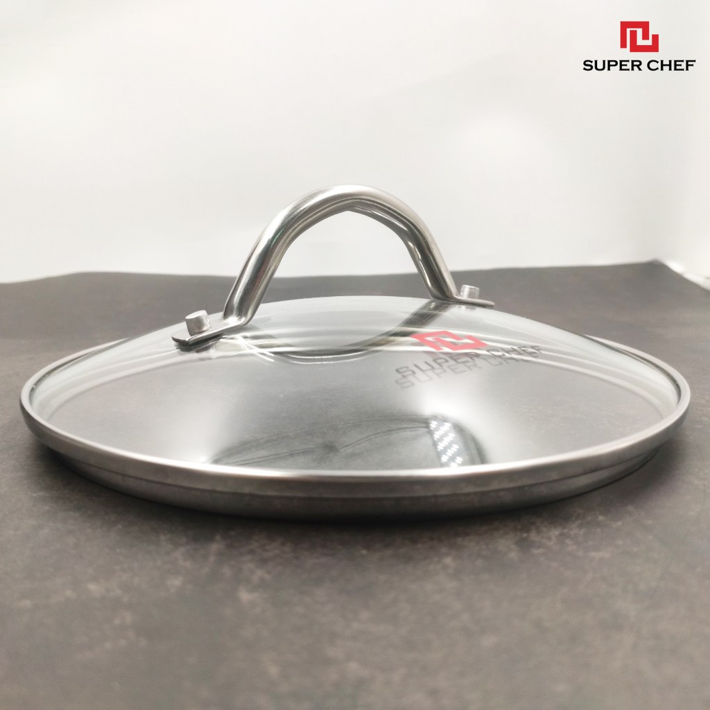 Nắp Nồi Chảo Kính Cường Lực Vành Inox Tròn Super Chef