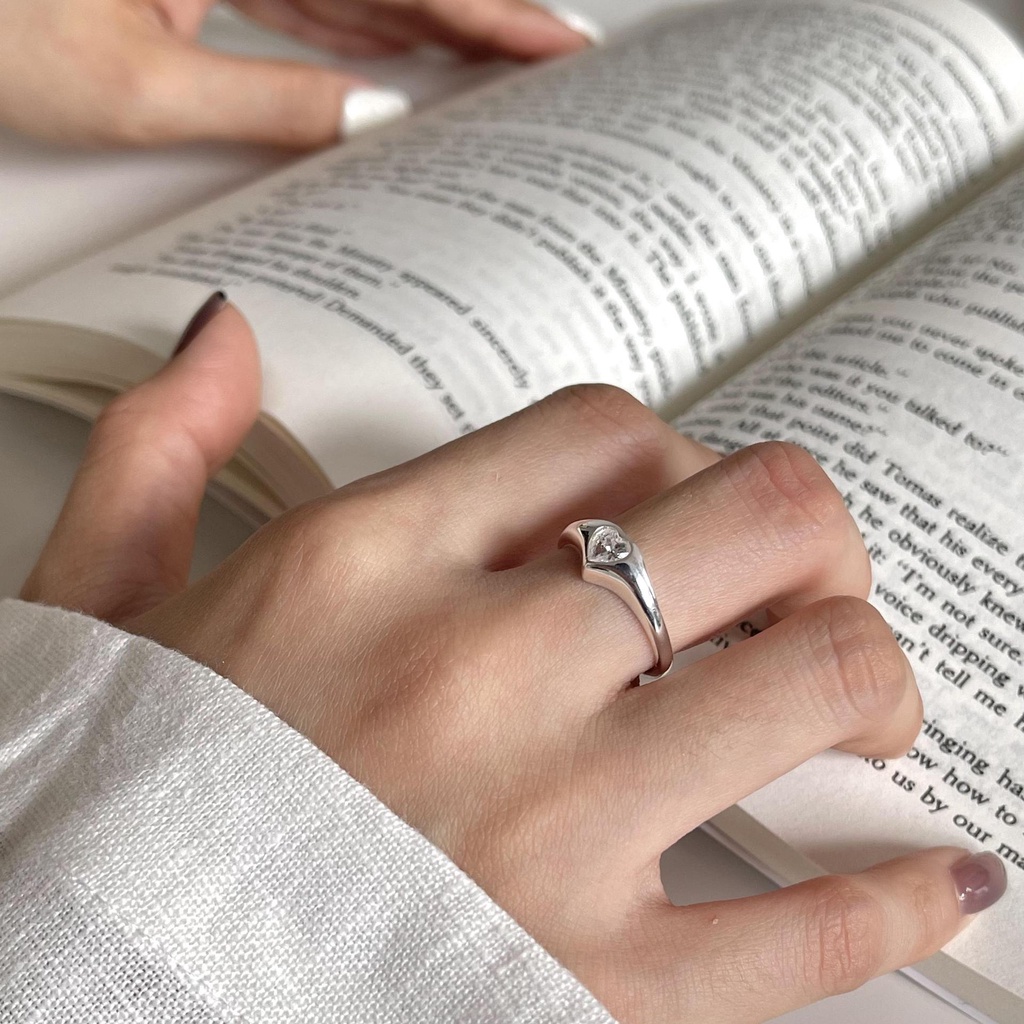 Nhẫn bạc SOFF CLUB S925 - Nhẫn tim đá trắng lấp lánh