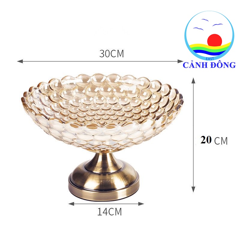 Khay đựng hoa quả pha lê đẹp chân đế trang nhã sang trọng size đường kính đĩa 20 cm