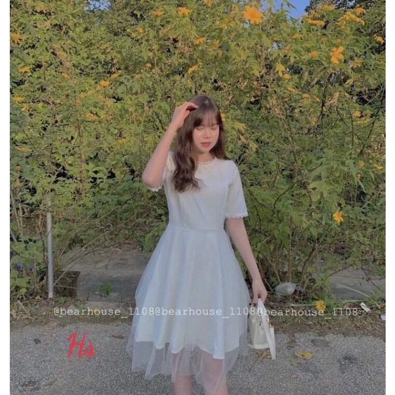 Váy von hai lớp cổ ren HSU1