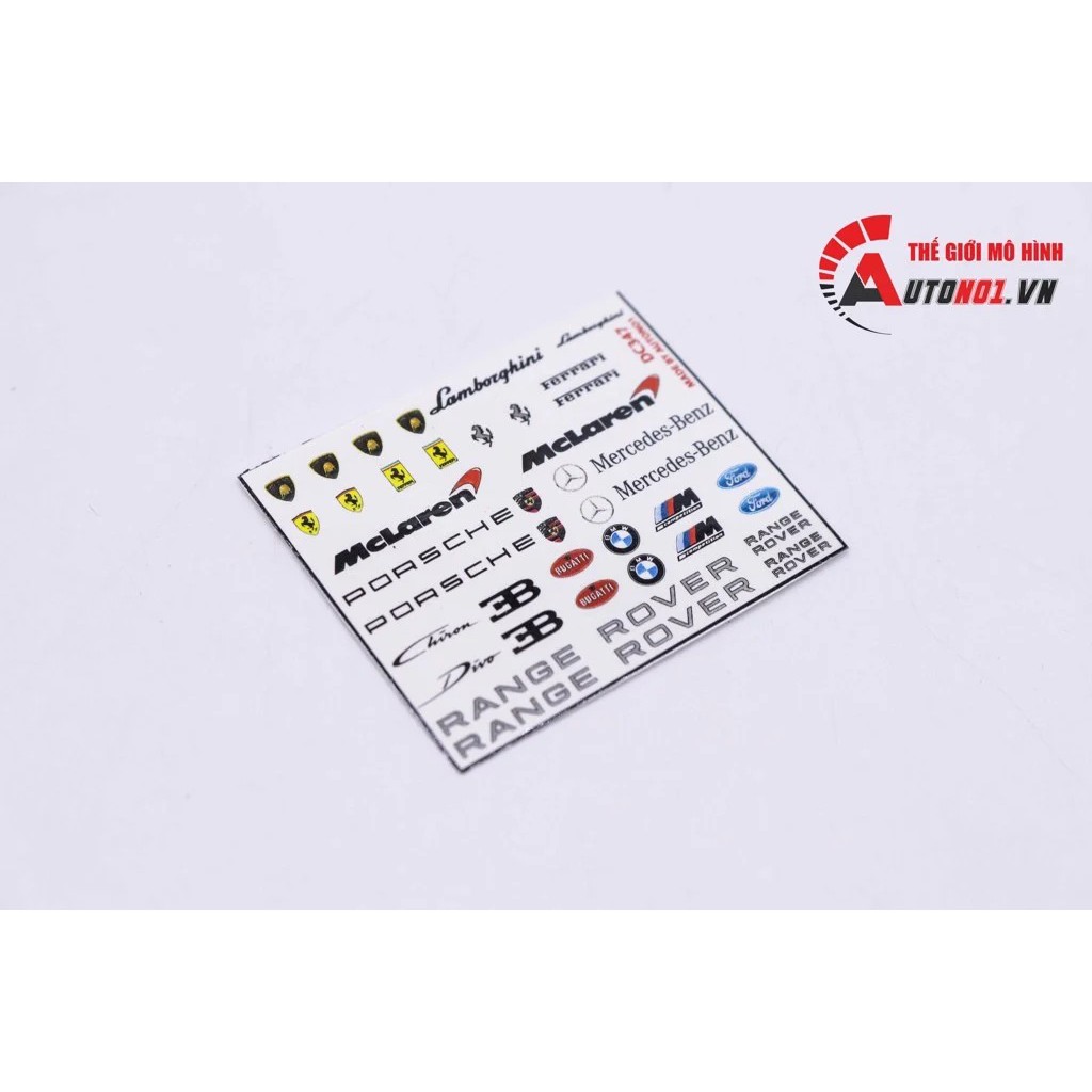 DECAL NƯỚC LOGO CÁC LOẠI CHO Ô TÔ TỈ LỆ 1:24 AUTONO1 DC347