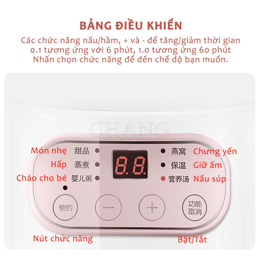 Nồi Nấu Cháo Chậm - Nồi Hầm Cách Thủy Dung Tích 1L, Lòng Nồi Bằng Sứ Giữ Nhiệt Tốt Hơn