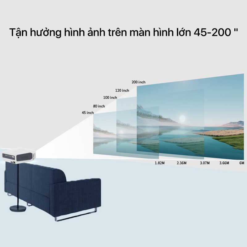 Máy Chiếu Thông Minh Swanfilm XS7 4K 1080P Full HD loa HiFi  màn hình lớn 200" Airplay Eshare