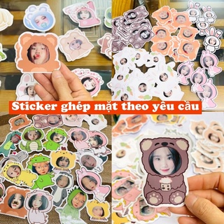 Sticker ghép mặt in theo yêu cầu 15 cái size to / hình dán cute in theo yêu cầu