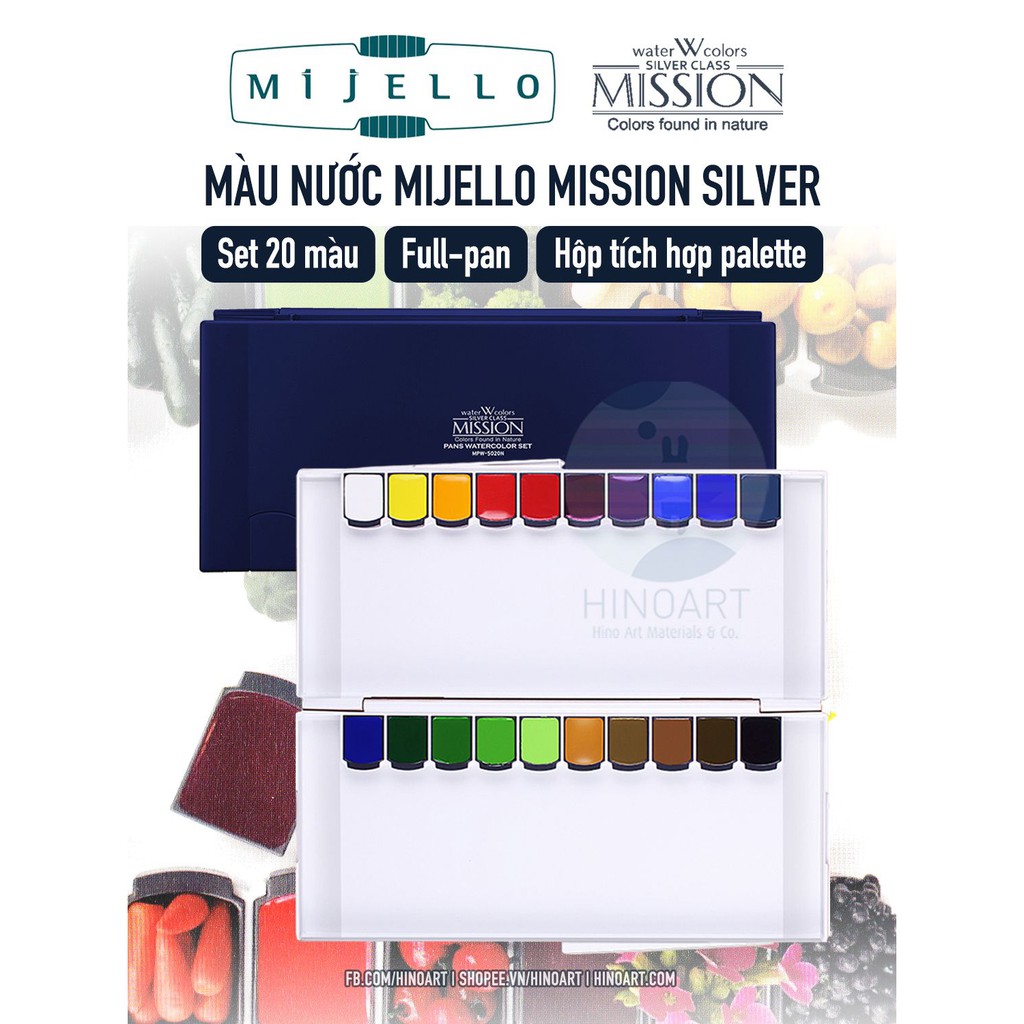 Set màu nước Mijello Mission Silver dạng pan