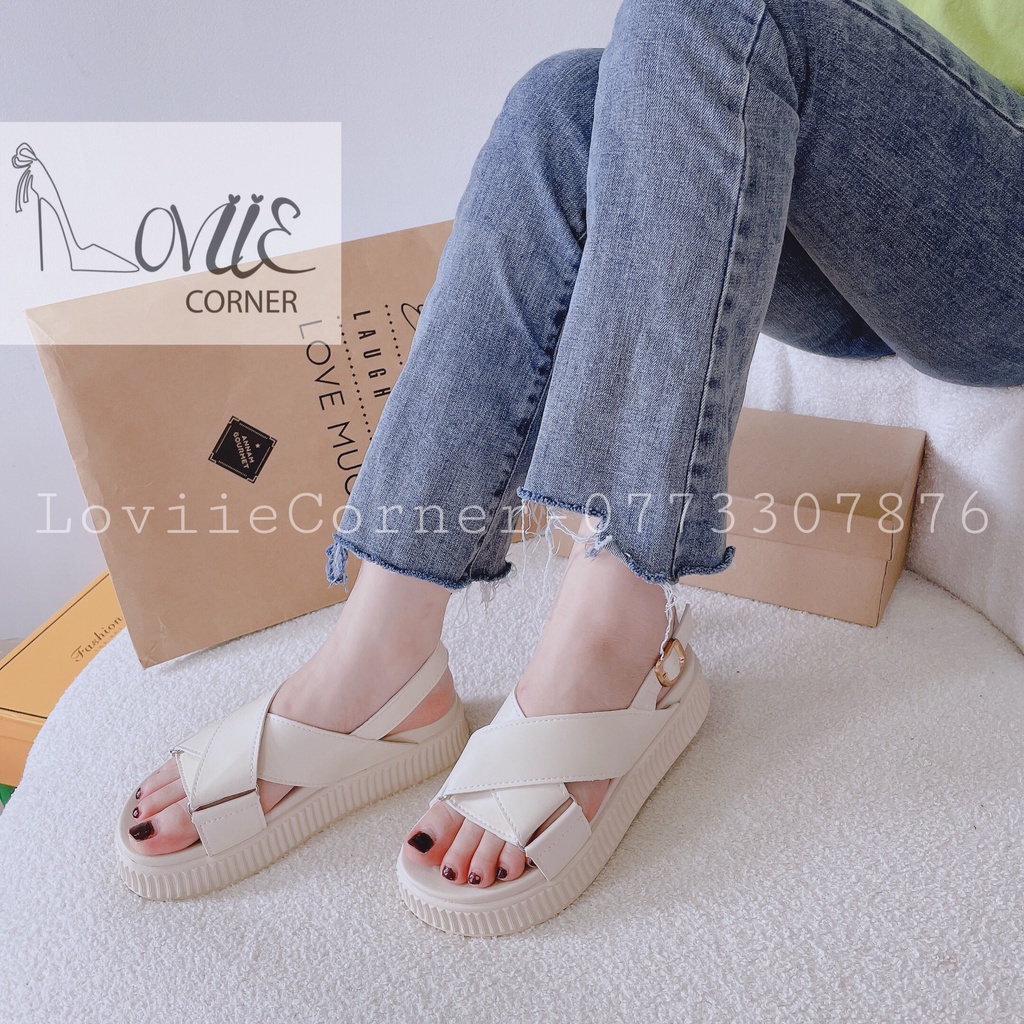 GIÀY NỮ LOVIIECORNER - SANDAL THỜI TRANG QUAI NGANG XỎ NGÓN MẢNH - GIÀY ĐẾ XUỒNG 3 PHÂN S220309 S220845