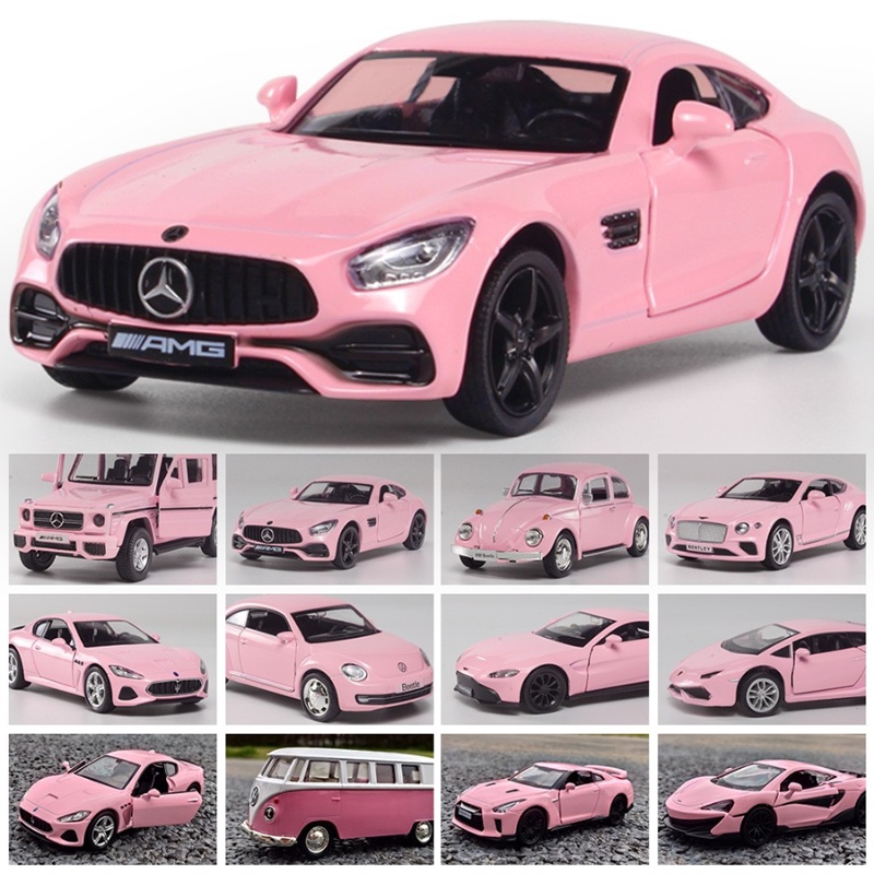 Mô hình xe hơi Lamborghini Nissan GTR Maserati BenzG63 tỉ lệ 1:36 tông màu hồng tùy chọn kiểu dáng