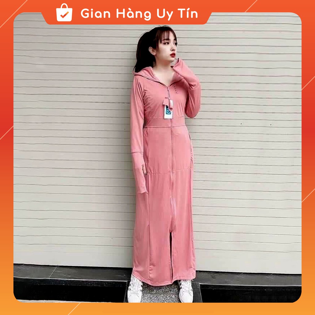 Áo chống nắng Nữ GU Dáng Dài làm mát chống tia UV bản cao cấp, áo chống nắng toàn thân